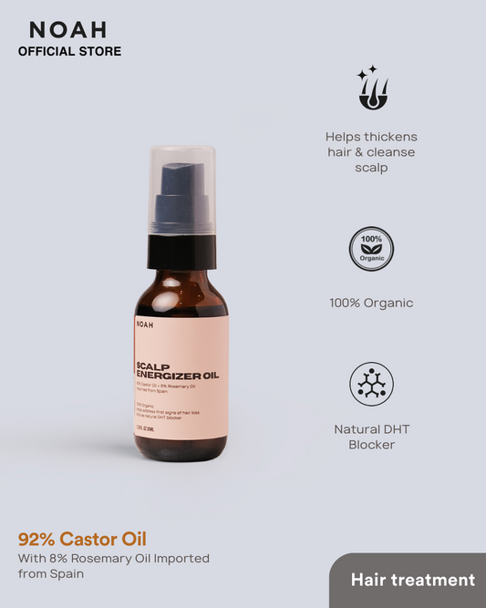 NOAH SCALP ENERGIZER OIL 30ml for HAIRLOSS 92% Castor Oil + 8% Rosemary Oil (Acts as Natural DHT Blocker, Organic, Helps Speed Up Hair Growth, Activates Follicles)